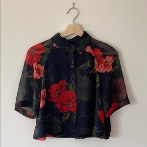 Floral short sleeve button up